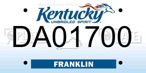 DA01700 Kentucky License Plate