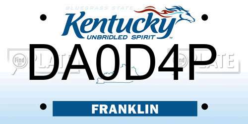 DA0D4P Kentucky License Plate