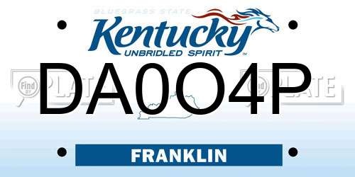 DA0O4P Kentucky License Plate