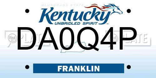 DA0Q4P Kentucky License Plate