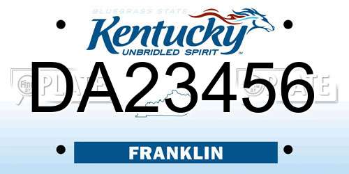 DA23456 Kentucky License Plate