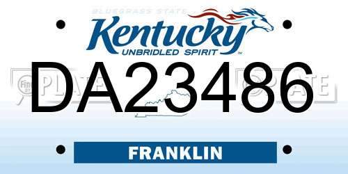DA23486 Kentucky License Plate