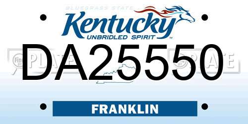 DA25550 Kentucky License Plate