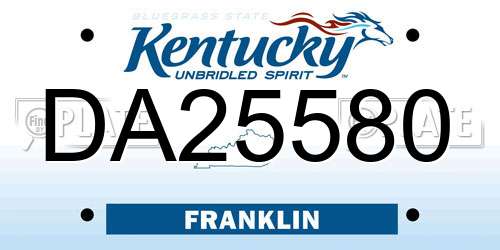 DA25580 Kentucky License Plate