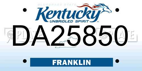 DA25850 Kentucky License Plate