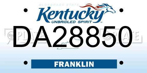 DA28850 Kentucky License Plate