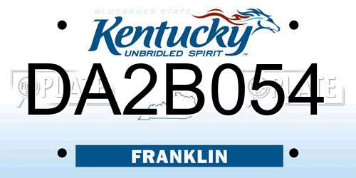 DA2B054 Kentucky License Plate