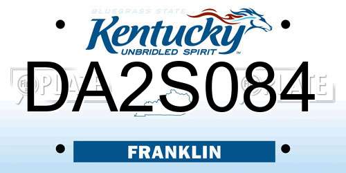 DA2S084 Kentucky License Plate