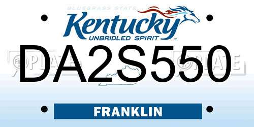 DA2S550 Kentucky License Plate