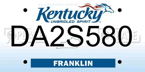 DA2S580 Kentucky License Plate