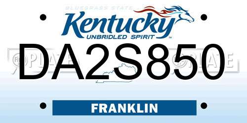 DA2S850 Kentucky License Plate