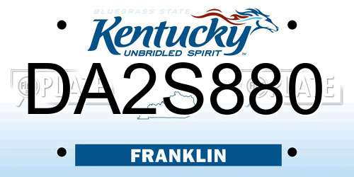 DA2S880 Kentucky License Plate