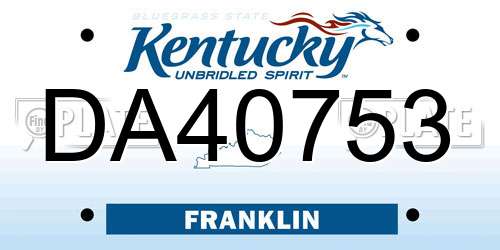 DA40753 Kentucky License Plate