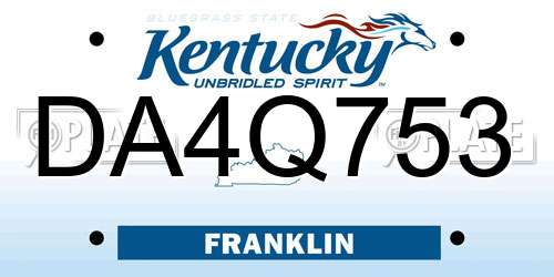DA4Q753 Kentucky License Plate