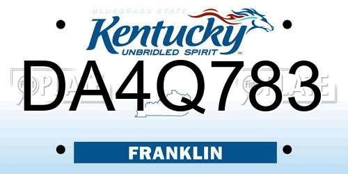 DA4Q783 Kentucky License Plate