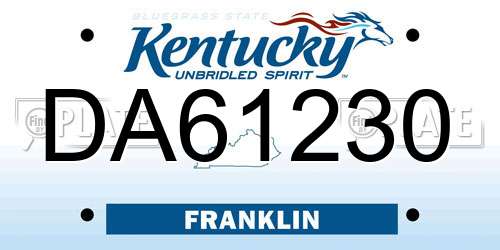 DA61230 Kentucky License Plate