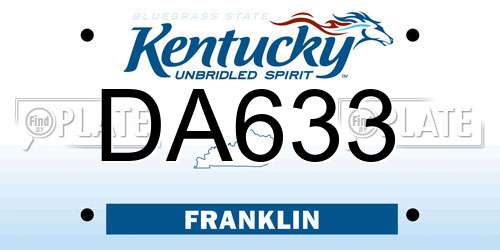 DA633 Kentucky License Plate