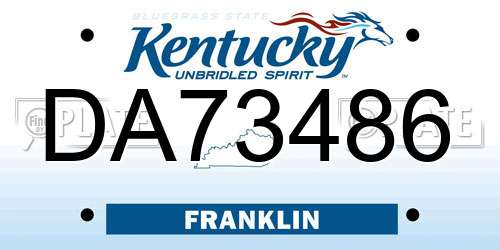 DA73486 Kentucky License Plate