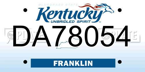 DA78054 Kentucky License Plate