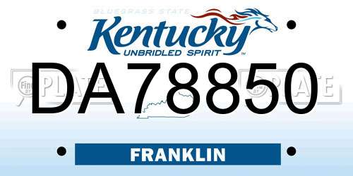 DA78850 Kentucky License Plate