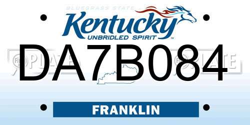 DA7B084 Kentucky License Plate