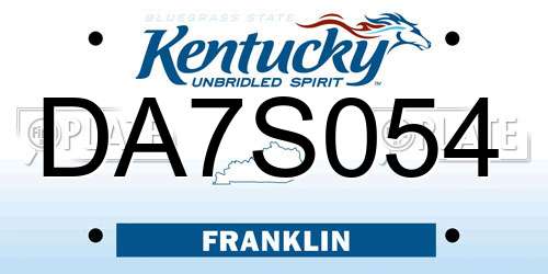 DA7S054 Kentucky License Plate