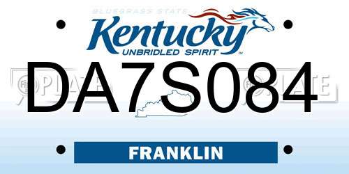 DA7S084 Kentucky License Plate
