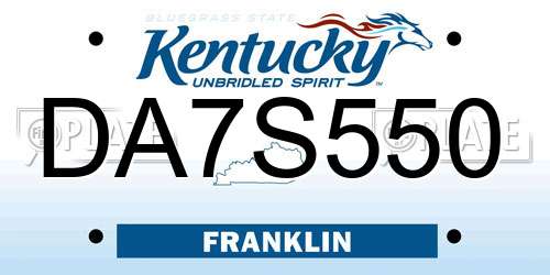 DA7S550 Kentucky License Plate