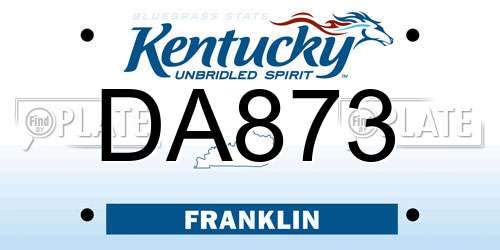 DA873 Kentucky License Plate