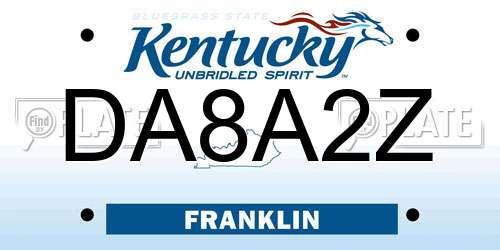 DA8A2Z Kentucky License Plate