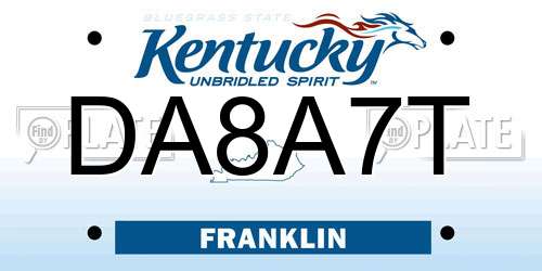 DA8A7T Kentucky License Plate