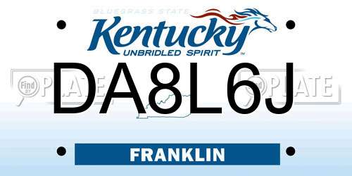 DA8L6J Kentucky License Plate
