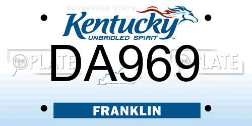 DA969 Kentucky License Plate