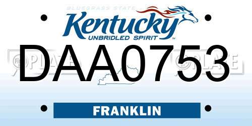 DAA0753 Kentucky License Plate