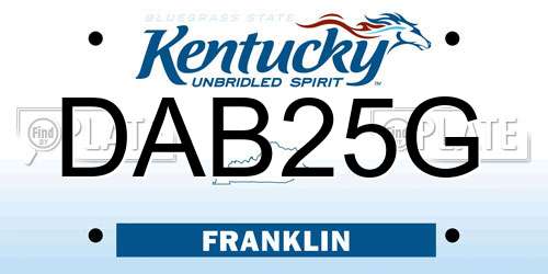 DAB25G Kentucky License Plate