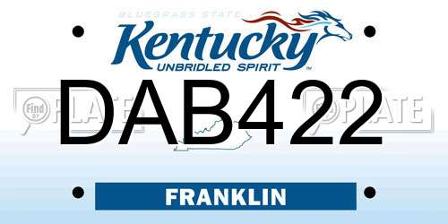 DAB422 Kentucky License Plate