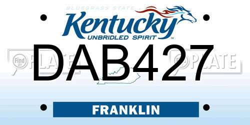 DAB427 Kentucky License Plate