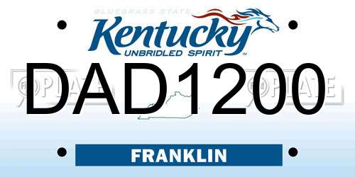 DAD1200 Kentucky License Plate