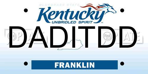 DADITDD Kentucky License Plate