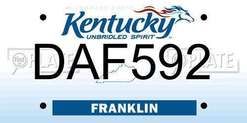 DAF592 Kentucky License Plate