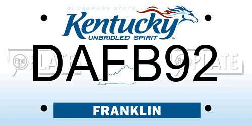DAFB92 Kentucky License Plate
