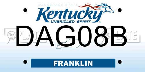 DAG08B Kentucky License Plate