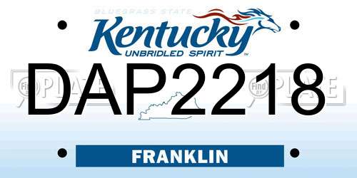 DAP2218 Kentucky License Plate