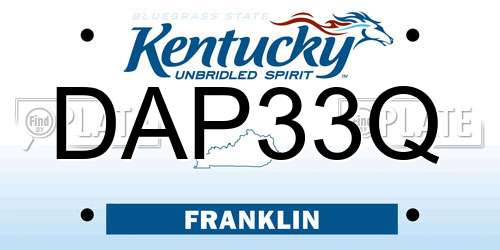 DAP33Q Kentucky License Plate