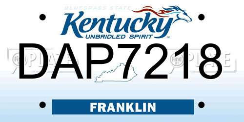 DAP7218 Kentucky License Plate