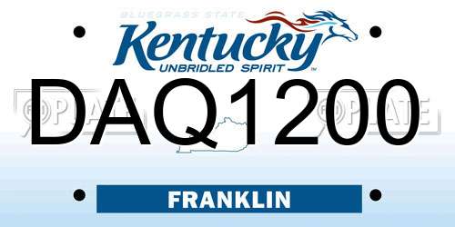 DAQ1200 Kentucky License Plate