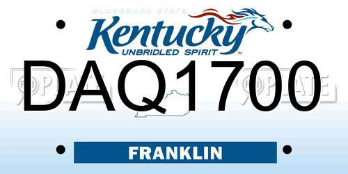 DAQ1700 Kentucky License Plate
