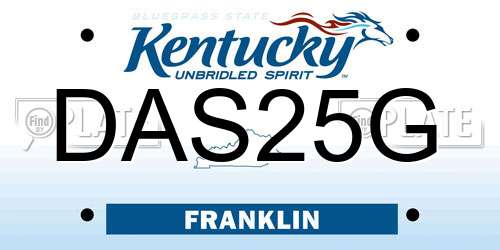 DAS25G Kentucky License Plate