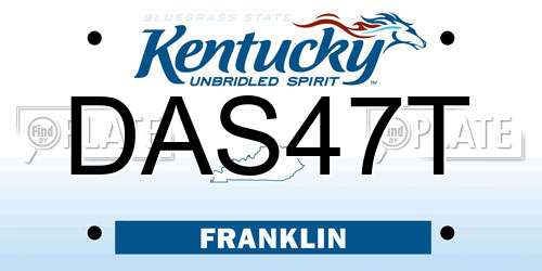 DAS47T Kentucky License Plate