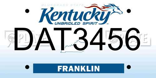 DAT3456 Kentucky License Plate